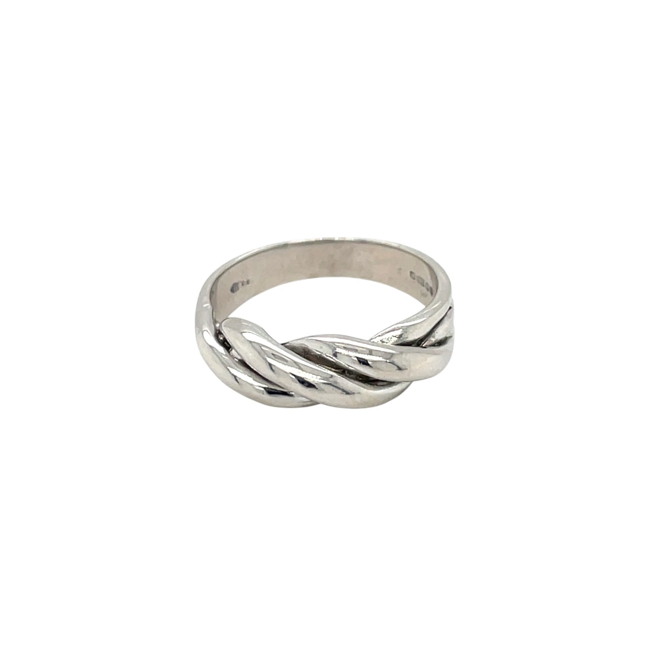 9ct White Gold Twisted Band Ring (L)