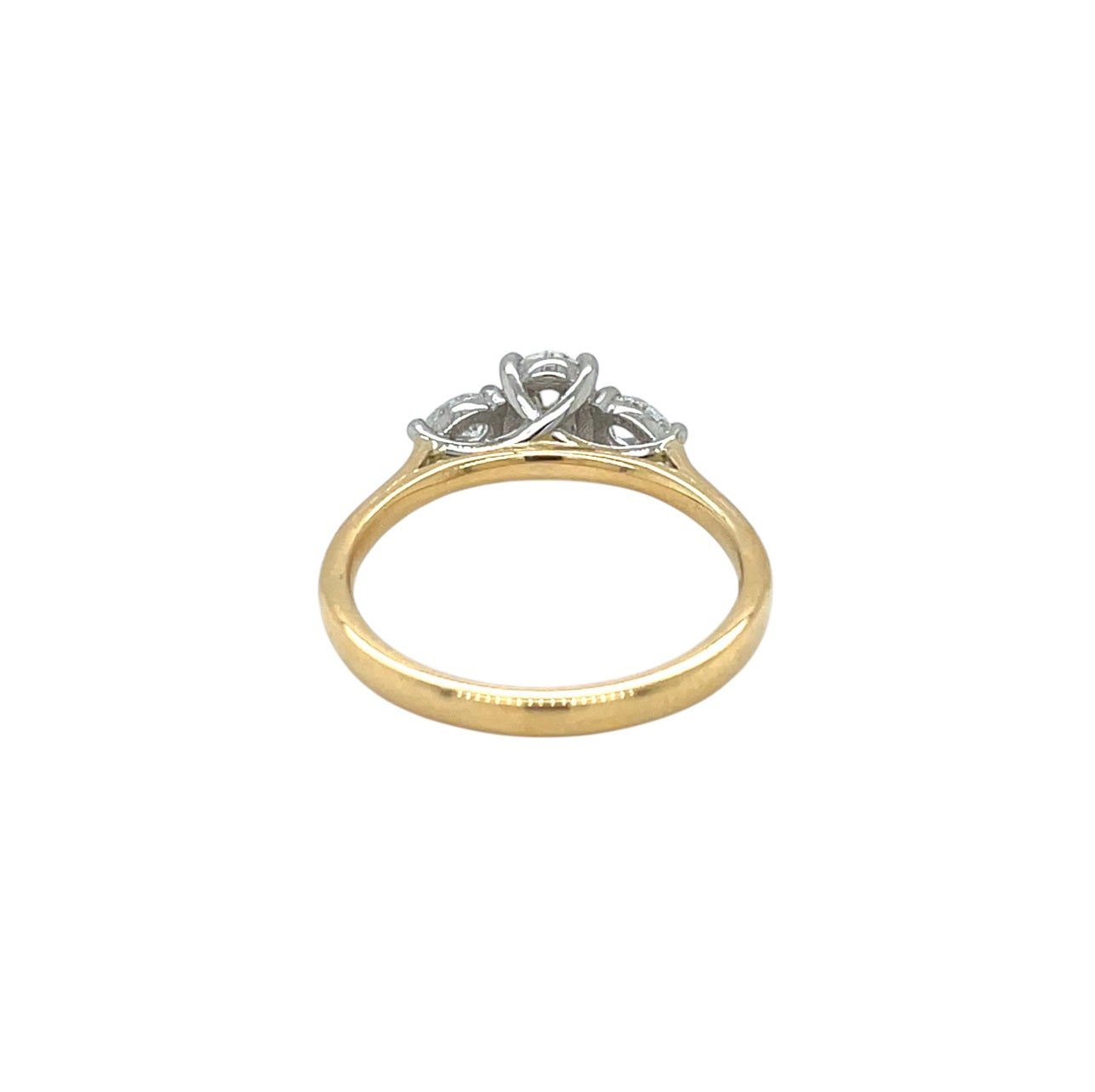 18ct Yellow Gold Oval & Pear Cut Diamond Trilogy Ring (N)