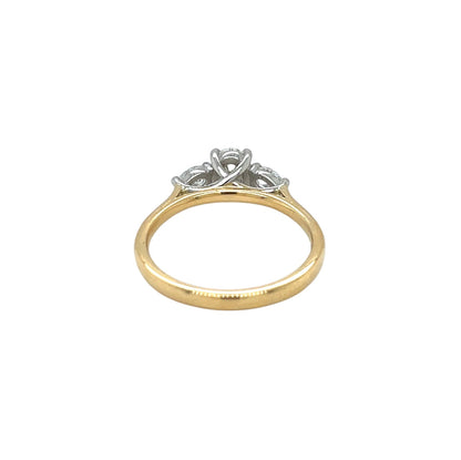 18ct Yellow Gold Oval & Pear Cut Diamond Trilogy Ring (N)