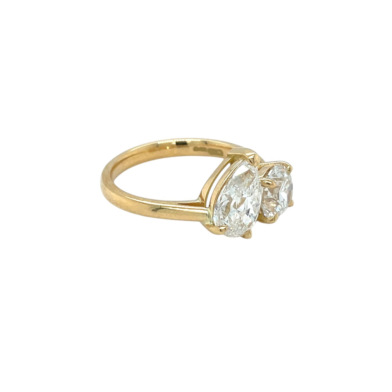 18ct Yellow Gold Pear & Round Diamond Toi Et Moi Ring (M1/2)