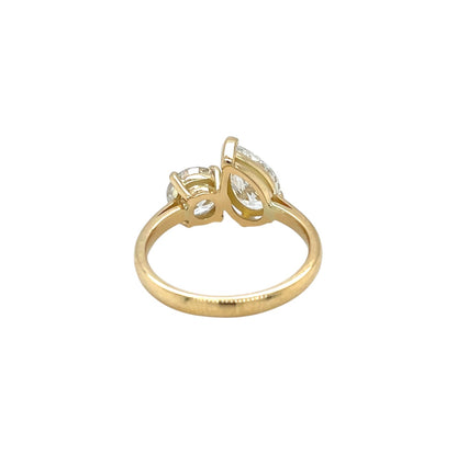 18ct Yellow Gold Pear & Round Diamond Toi Et Moi Ring (M1/2)
