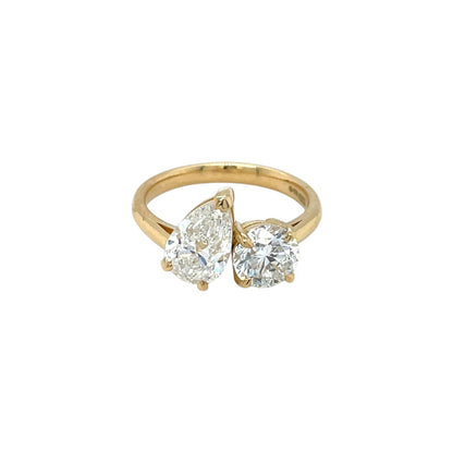 18ct Yellow Gold Pear & Round Diamond Toi Et Moi Ring (M1/2)