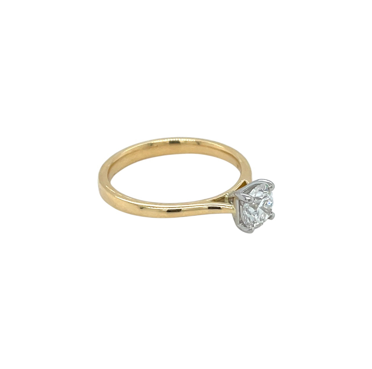 18ct Yellow Gold & Platinum Diamond Solitaire Ring (M)
