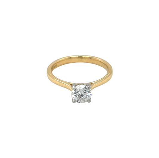 18ct Yellow Gold & Platinum Diamond Solitaire Ring (M)
