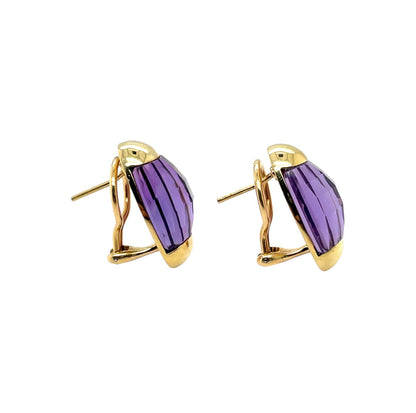 18ct Yellow Gold Amethyst Stud Earrings
