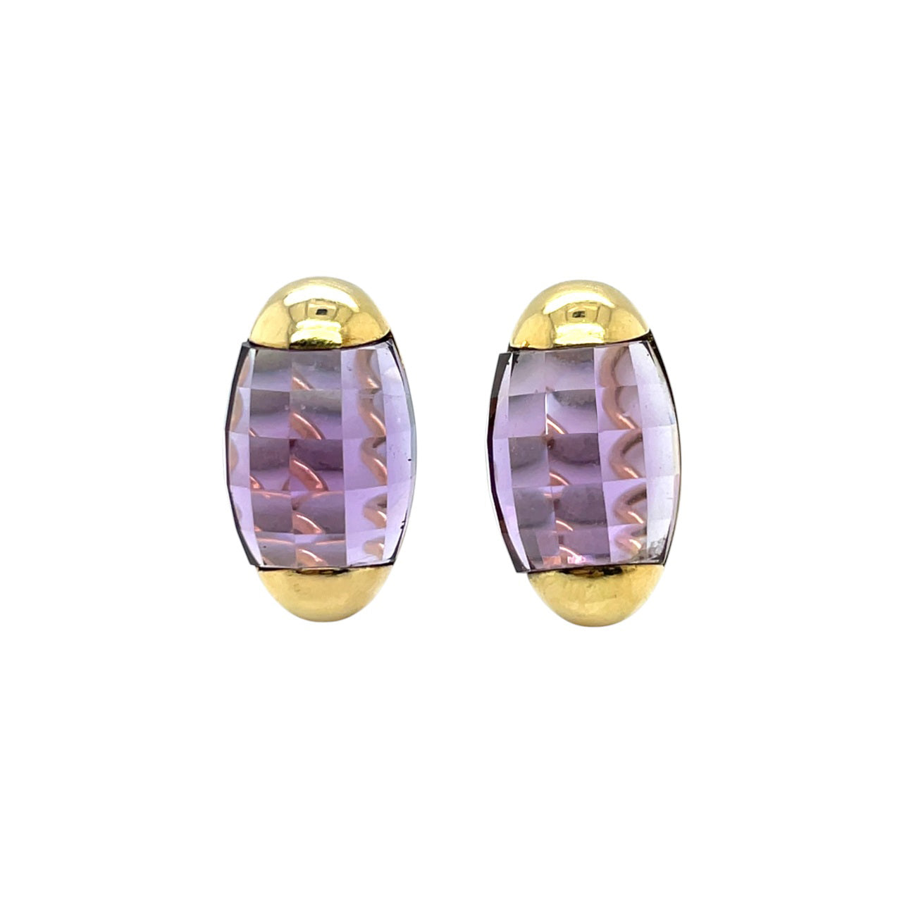 18ct Yellow Gold Amethyst Stud Earrings
