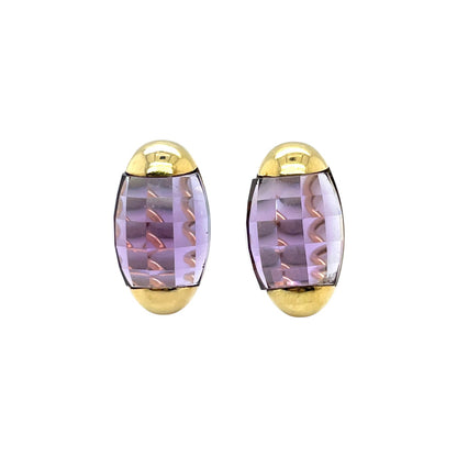 18ct Yellow Gold Amethyst Stud Earrings