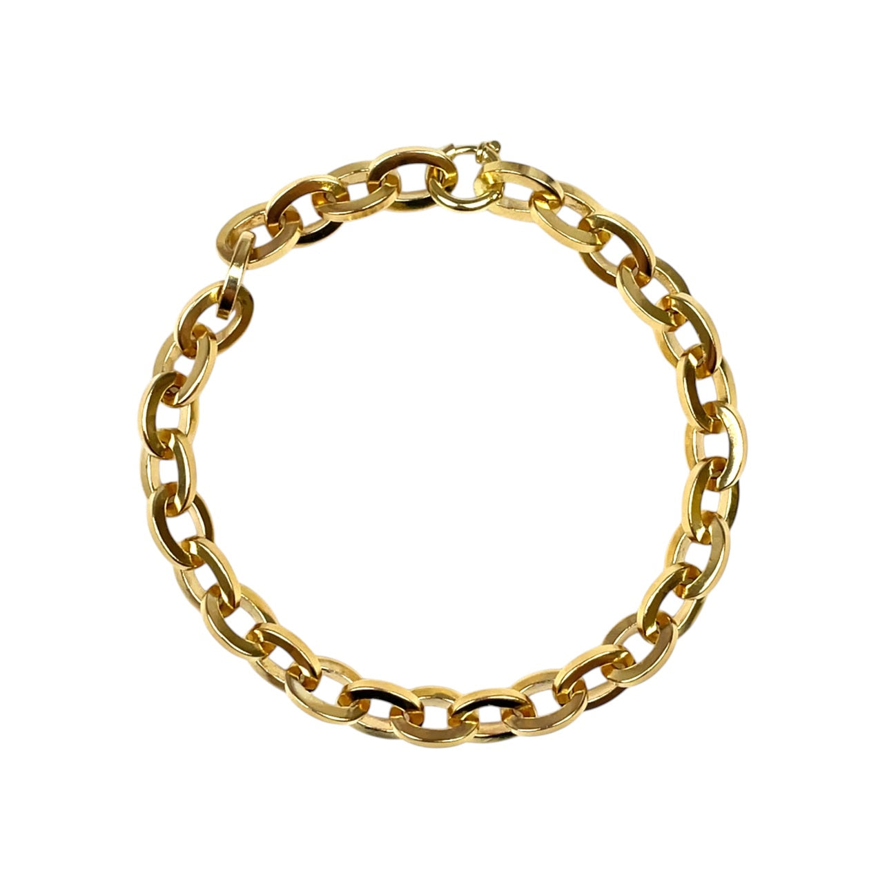 18ct Yellow Gold Heavy Oval Link Bracelet (7.5")