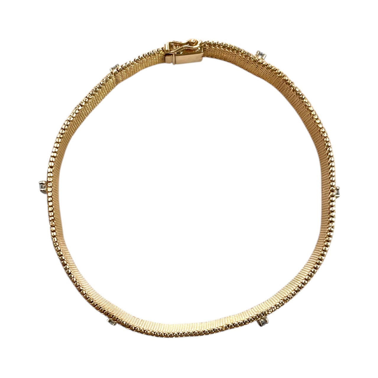 18ct Yellow Gold Sapphire & Diamond Mesh Bracelet (7.5")