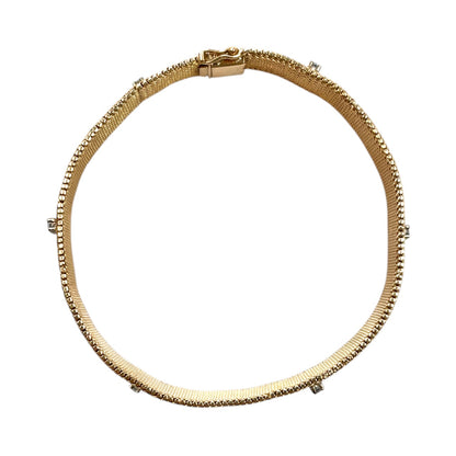 18ct Yellow Gold Sapphire & Diamond Mesh Bracelet (7.5")