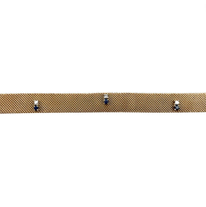 18ct Yellow Gold Sapphire & Diamond Mesh Bracelet (7.5")