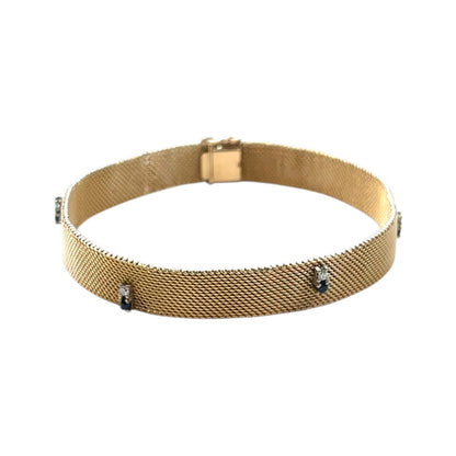 18ct Yellow Gold Sapphire & Diamond Mesh Bracelet (7.5")