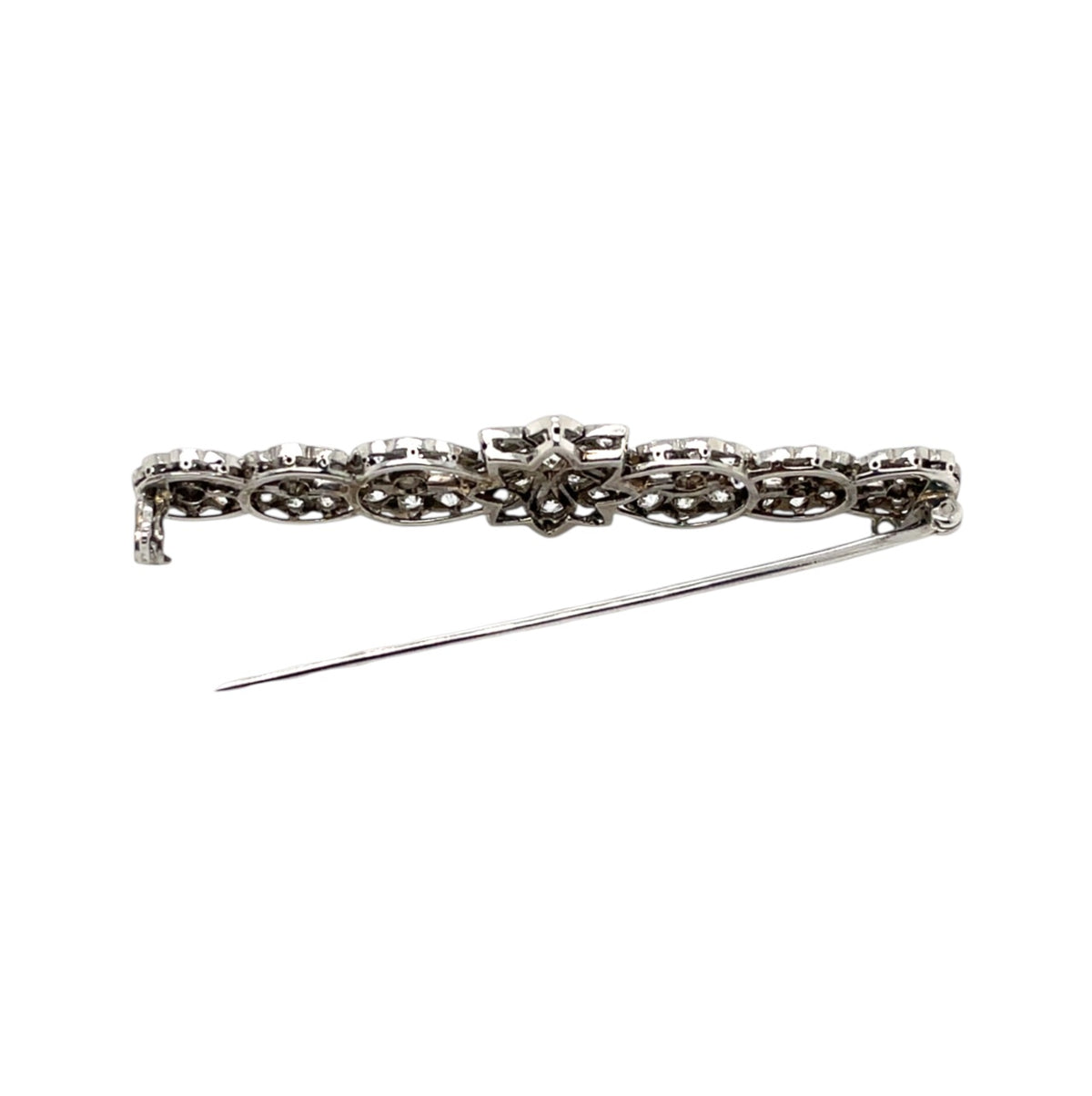 18ct White Gold Diamond Fancy Bar Brooch