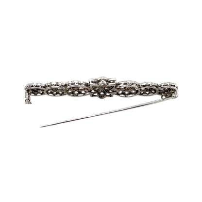 18ct White Gold Diamond Fancy Bar Brooch