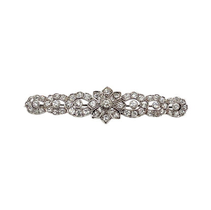 18ct White Gold Diamond Fancy Bar Brooch