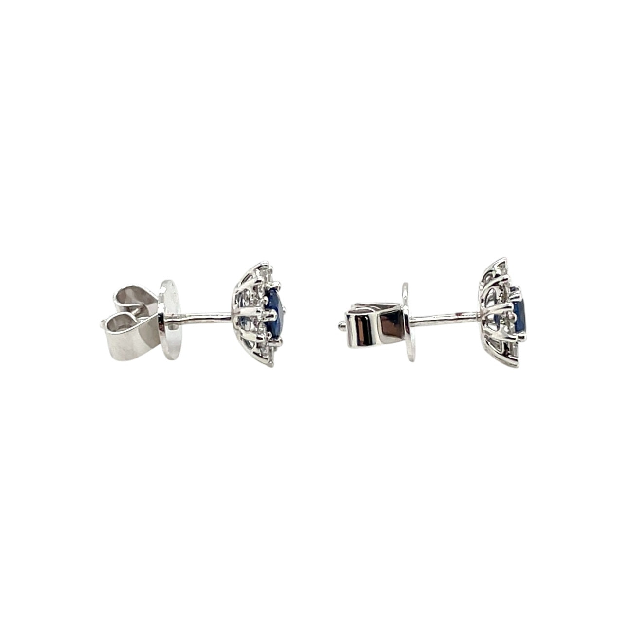 18ct White Gold Sapphire & Diamond Cluster Stud Earrings