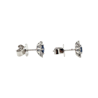 18ct White Gold Sapphire & Diamond Cluster Stud Earrings