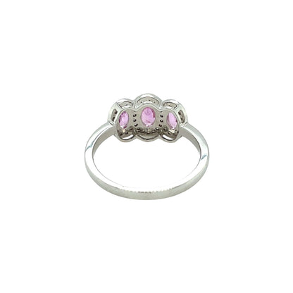 18ct White Gold Pink Topaz & Diamond Ring (O)
