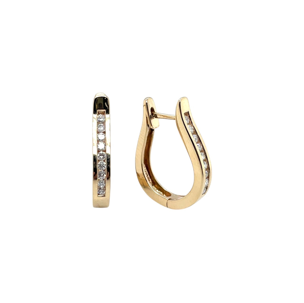 14ct Yellow Gold Diamond Hoop Earrings