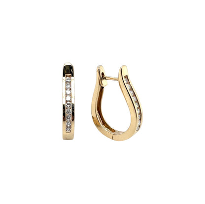 14ct Yellow Gold Diamond Hoop Earrings