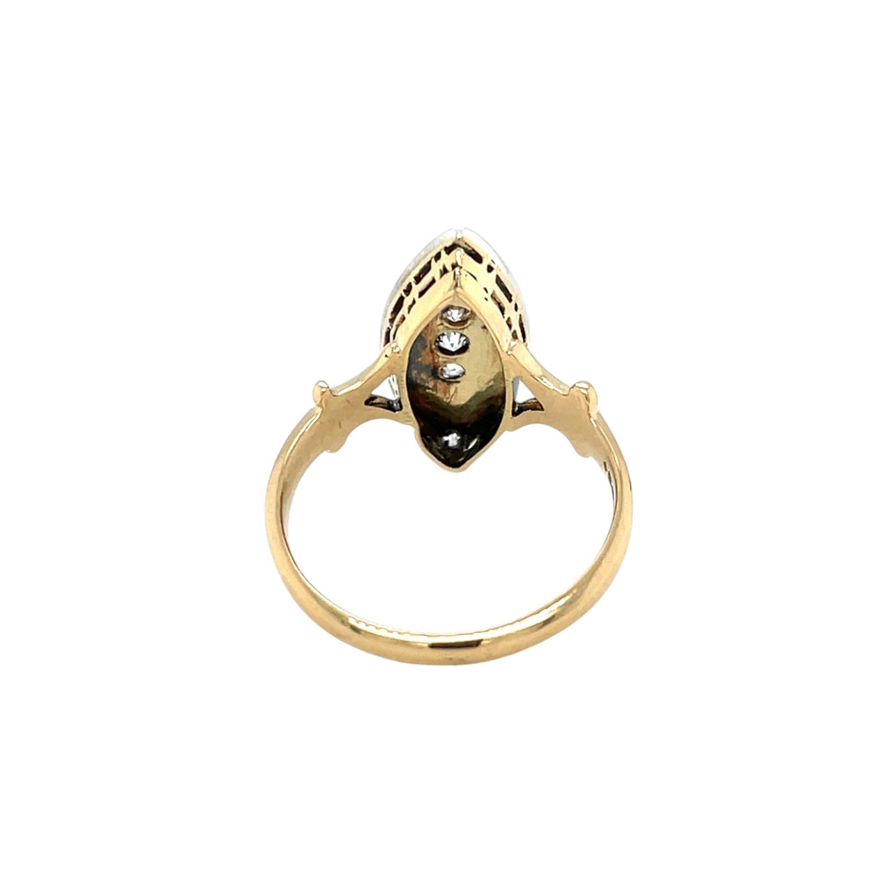 18ct Yellow Gold Diamond & Green Enamel Ring (K1/2)