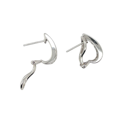 18ct White Gold Baguette Cut Diamond Hoop Earrings