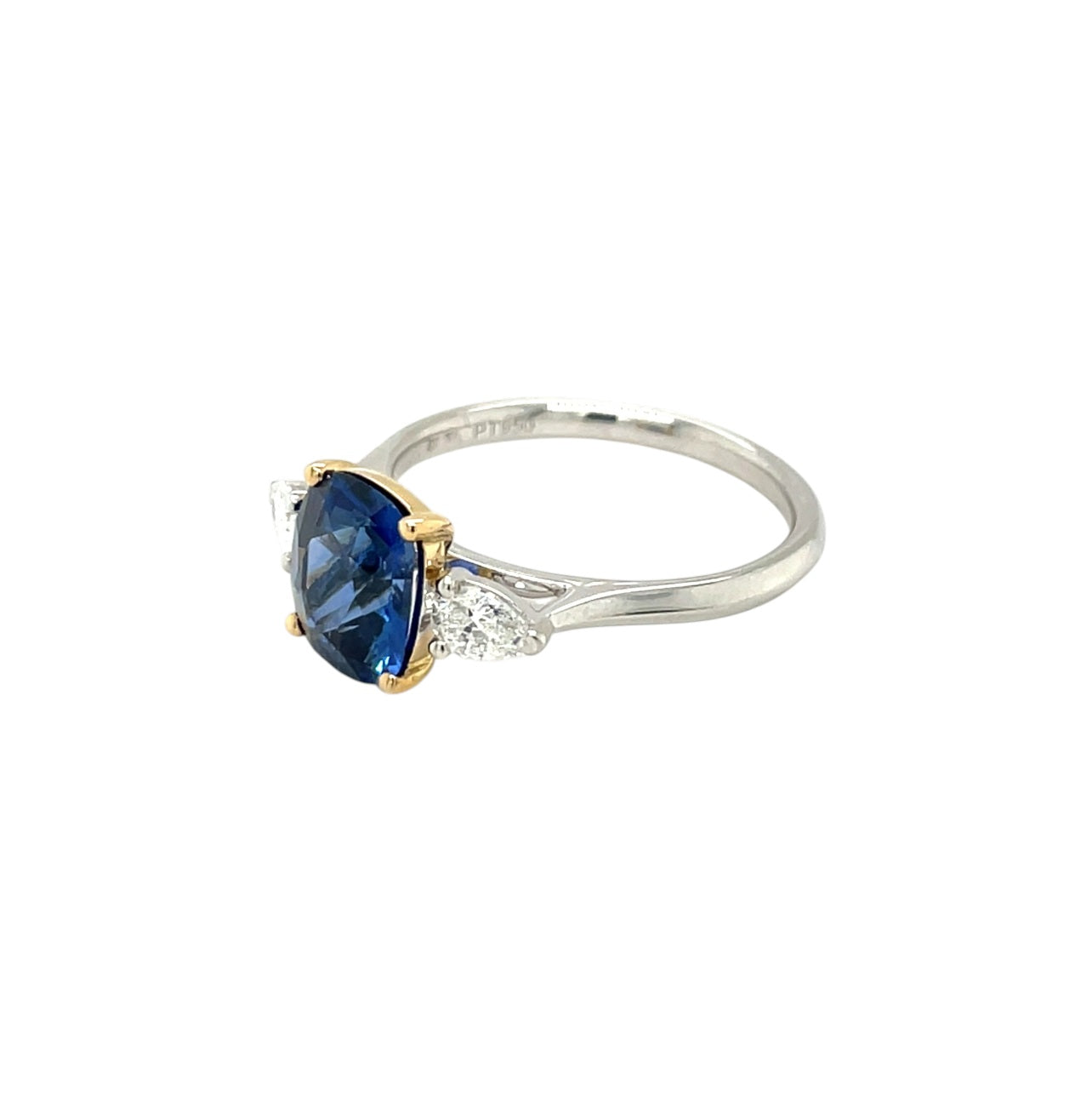 18ct White & Yellow Gold Sapphire & Diamond Trilogy Ring (N)