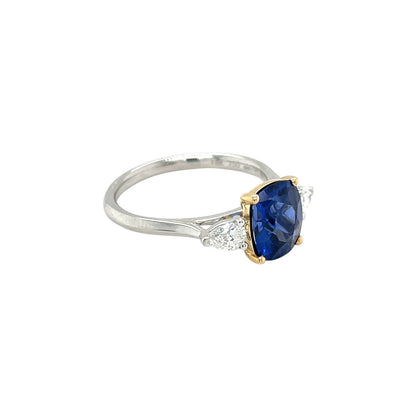 18ct White & Yellow Gold Sapphire & Diamond Trilogy Ring (N)