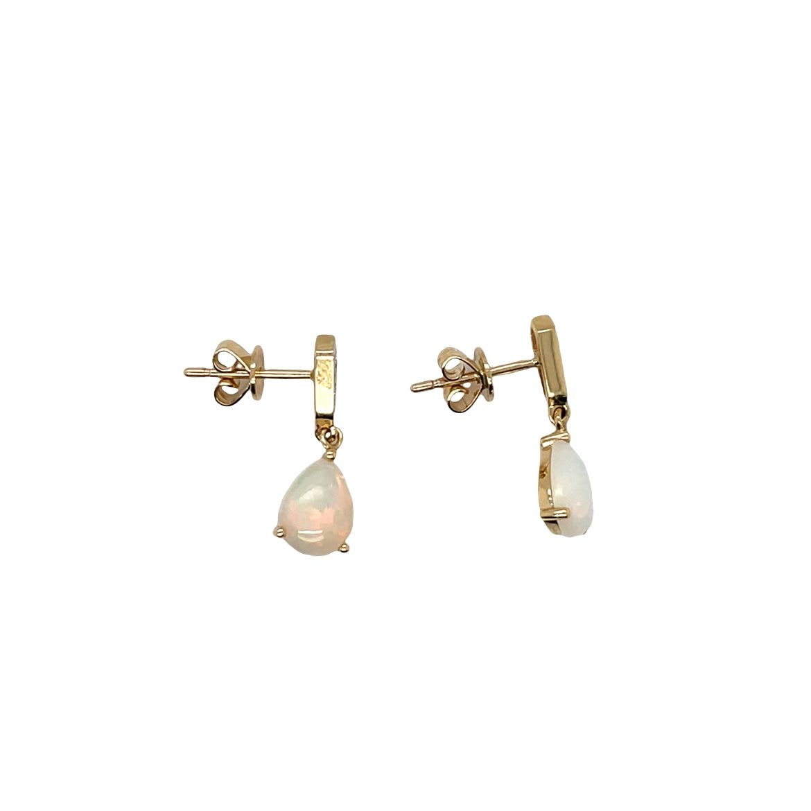 18ct Yellow Gold Opal & Diamond Drop Earrings