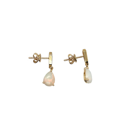 18ct Yellow Gold Opal & Diamond Drop Earrings