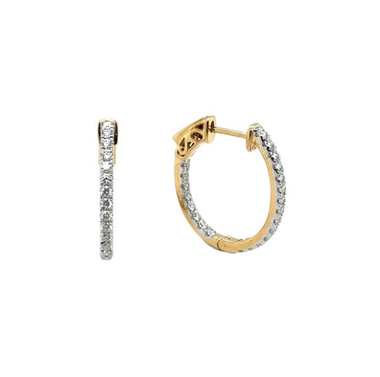18ct Yellow Gold Diamond Hoop Earrings