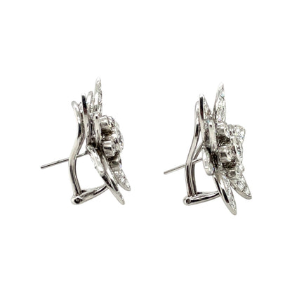 18ct White Gold Diamond Flower Earrings