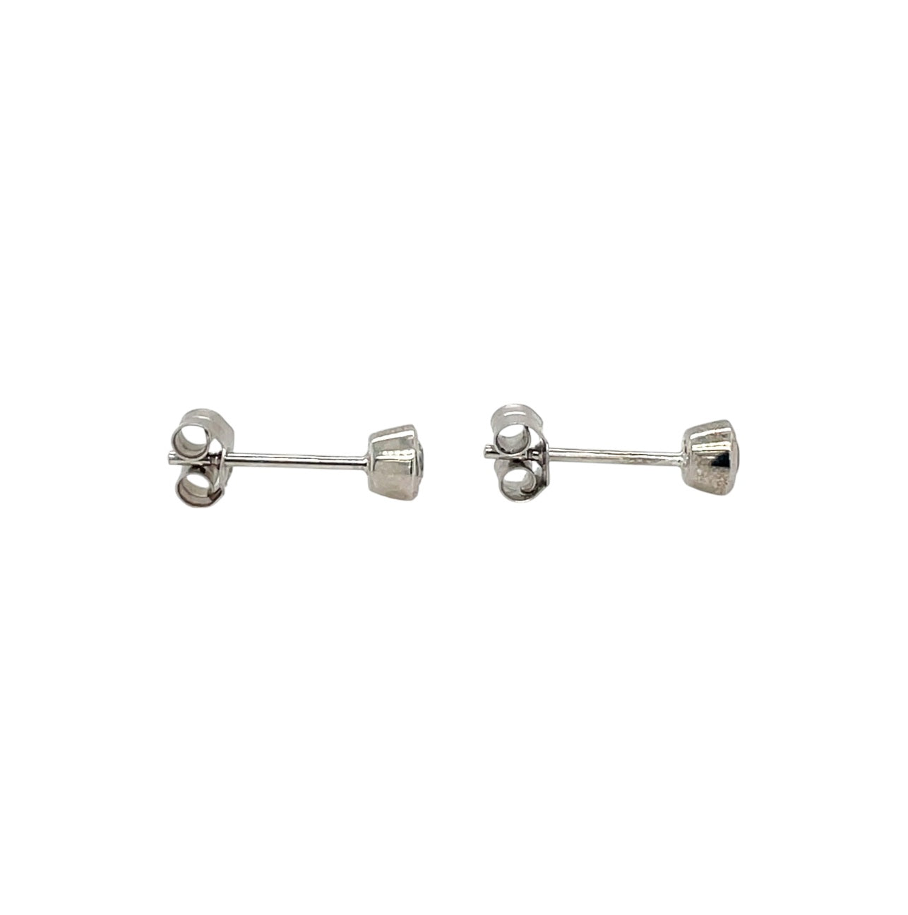 18ct White Gold Rubover Diamond Stud Earrings