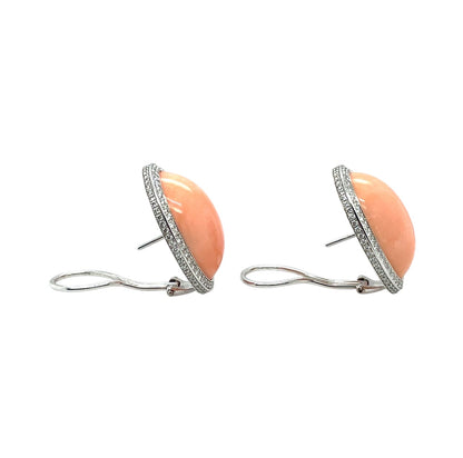 18ct White Gold Angel Skin Coral & Diamond Earrings