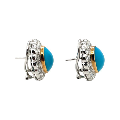 18ct White Gold Turquoise & Diamond Earrings