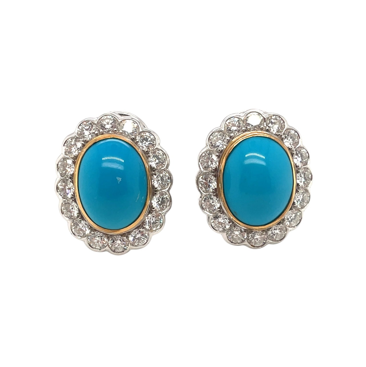 18ct White Gold Turquoise & Diamond Earrings