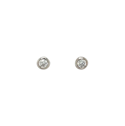 18ct White Gold Rubover Diamond Stud Earrings