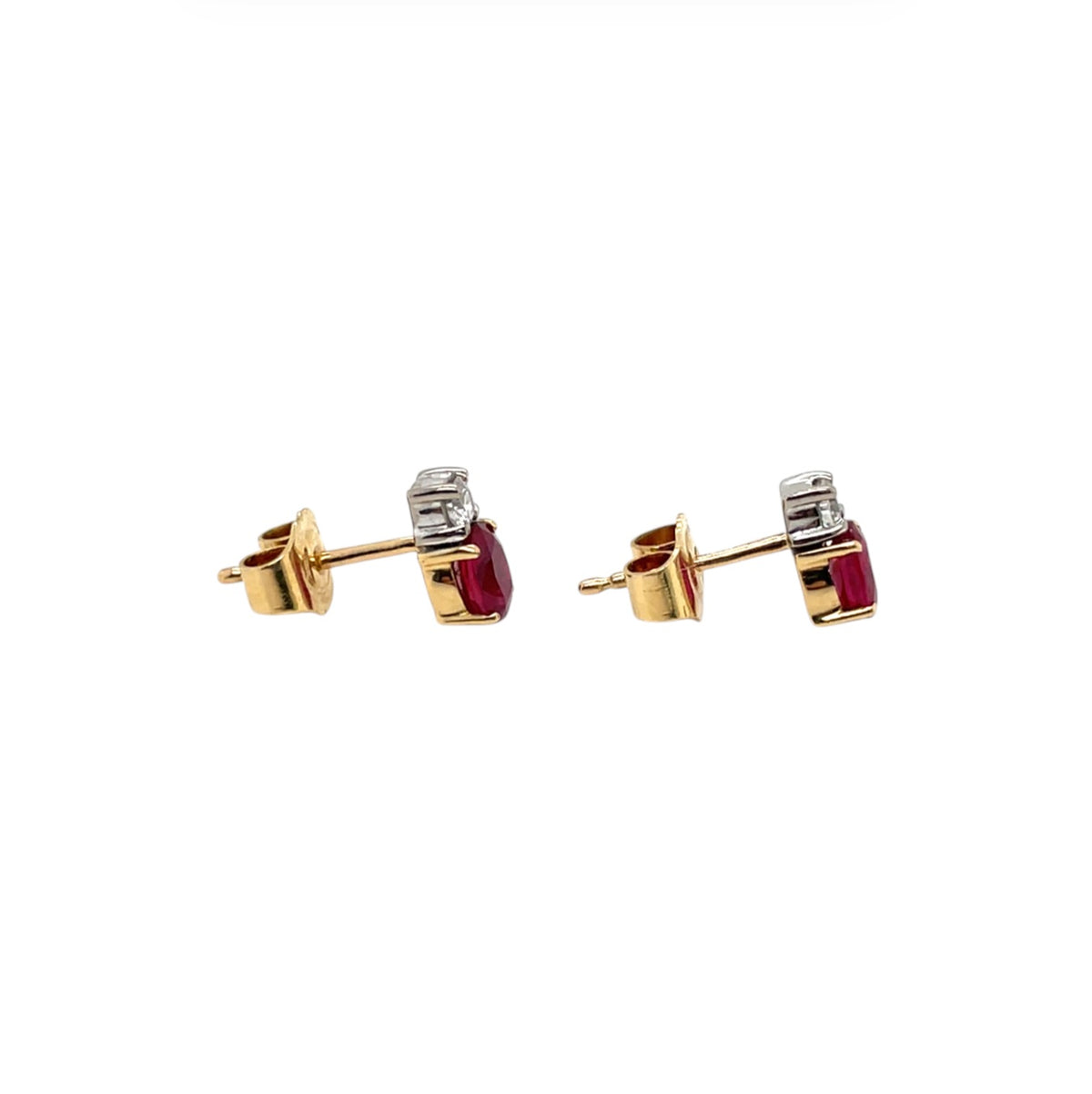 18ct Yellow Gold Ruby & Diamond Stud Earrings