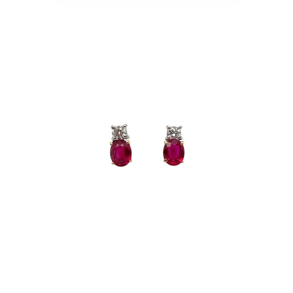 18ct Yellow Gold Ruby & Diamond Stud Earrings