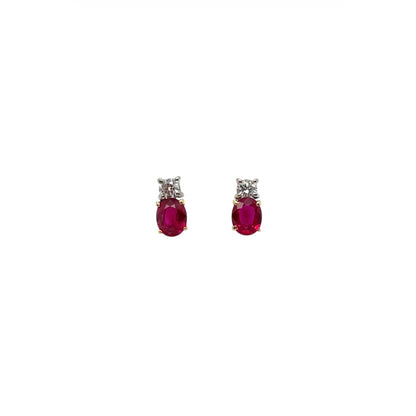 18ct Yellow Gold Ruby & Diamond Stud Earrings