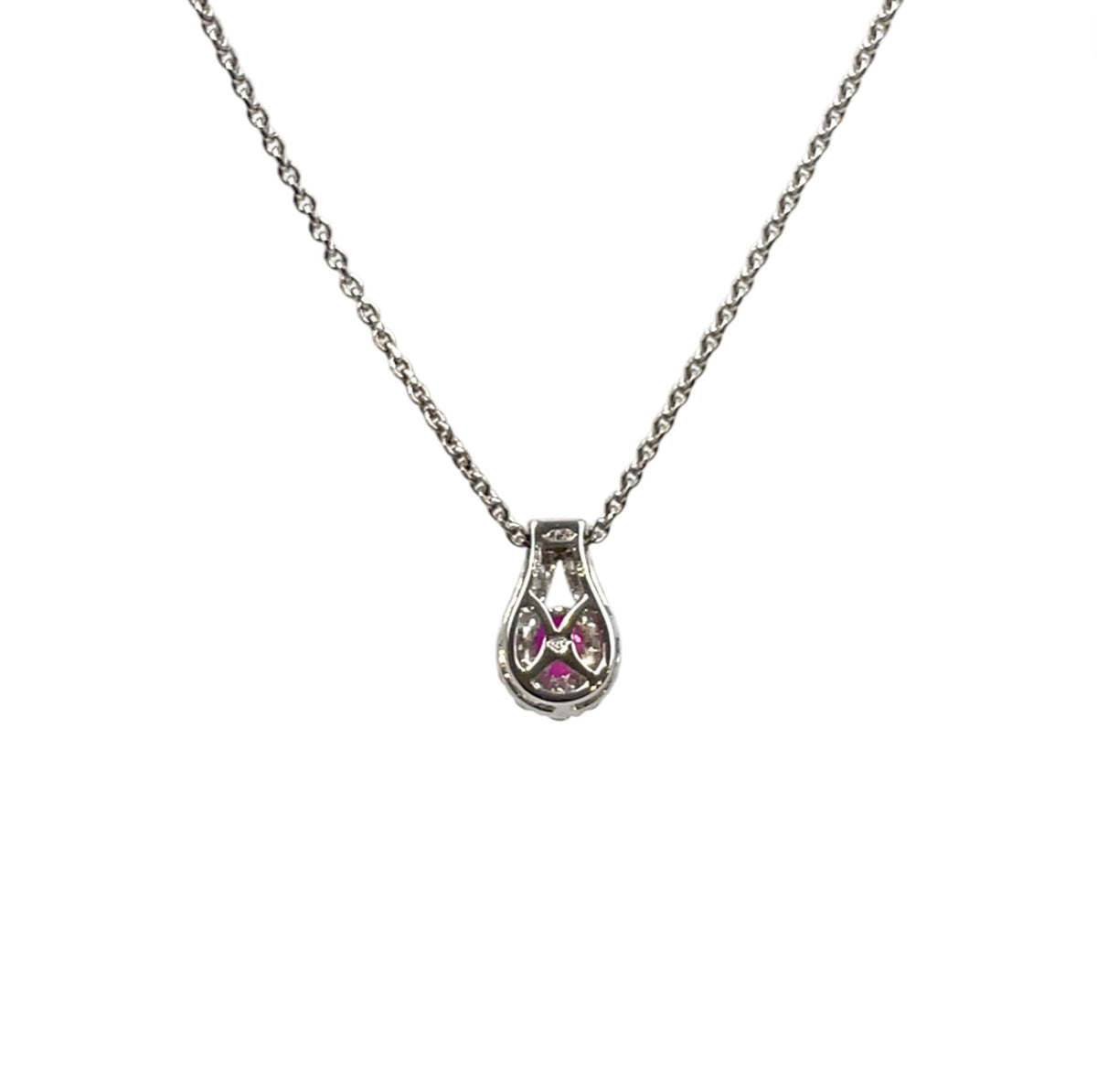 18ct White Gold Ruby & Diamond Pendant & Chain (16")
