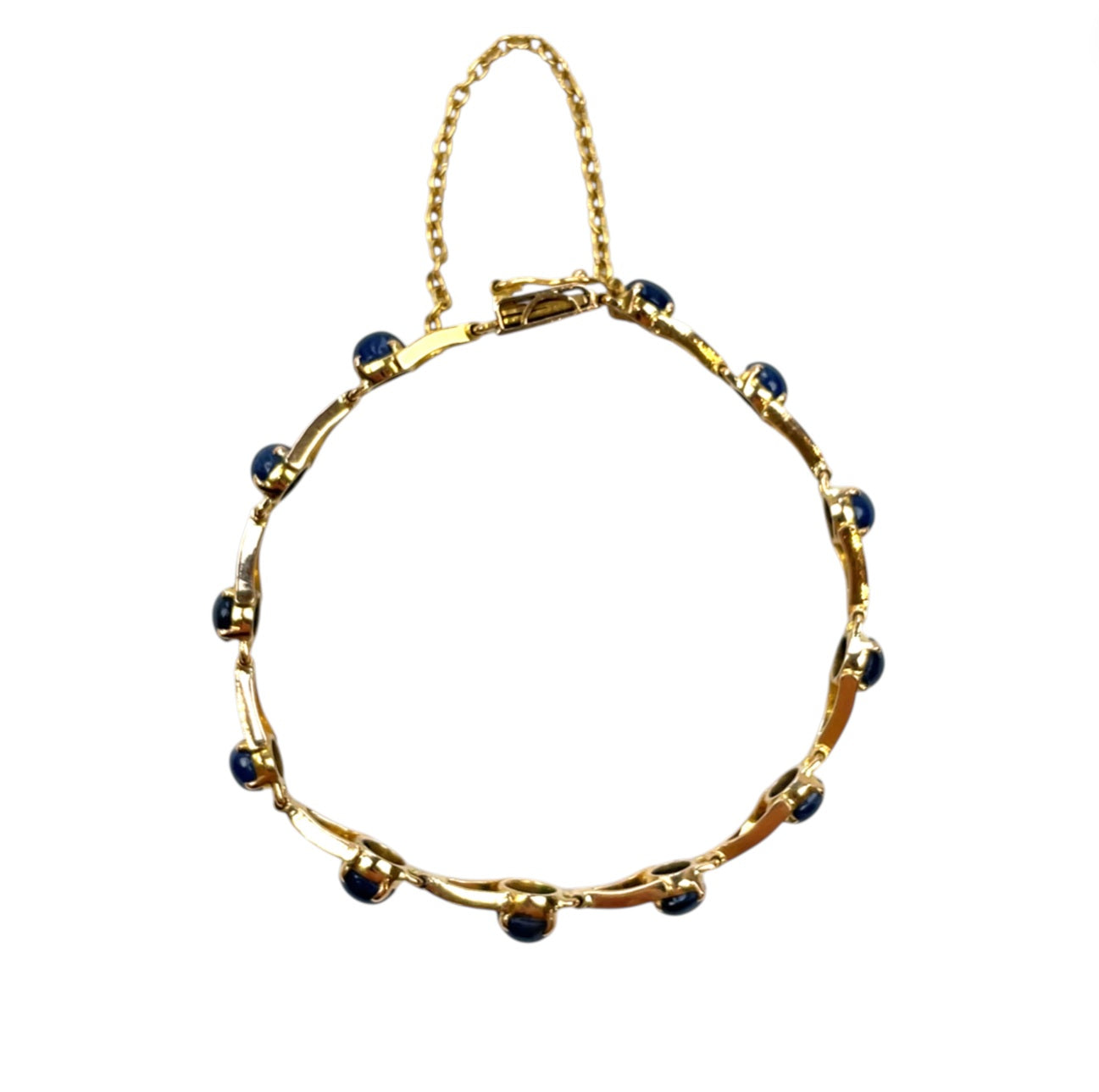 18ct Yellow Gold Cabochon Sapphire Bracelet (7")