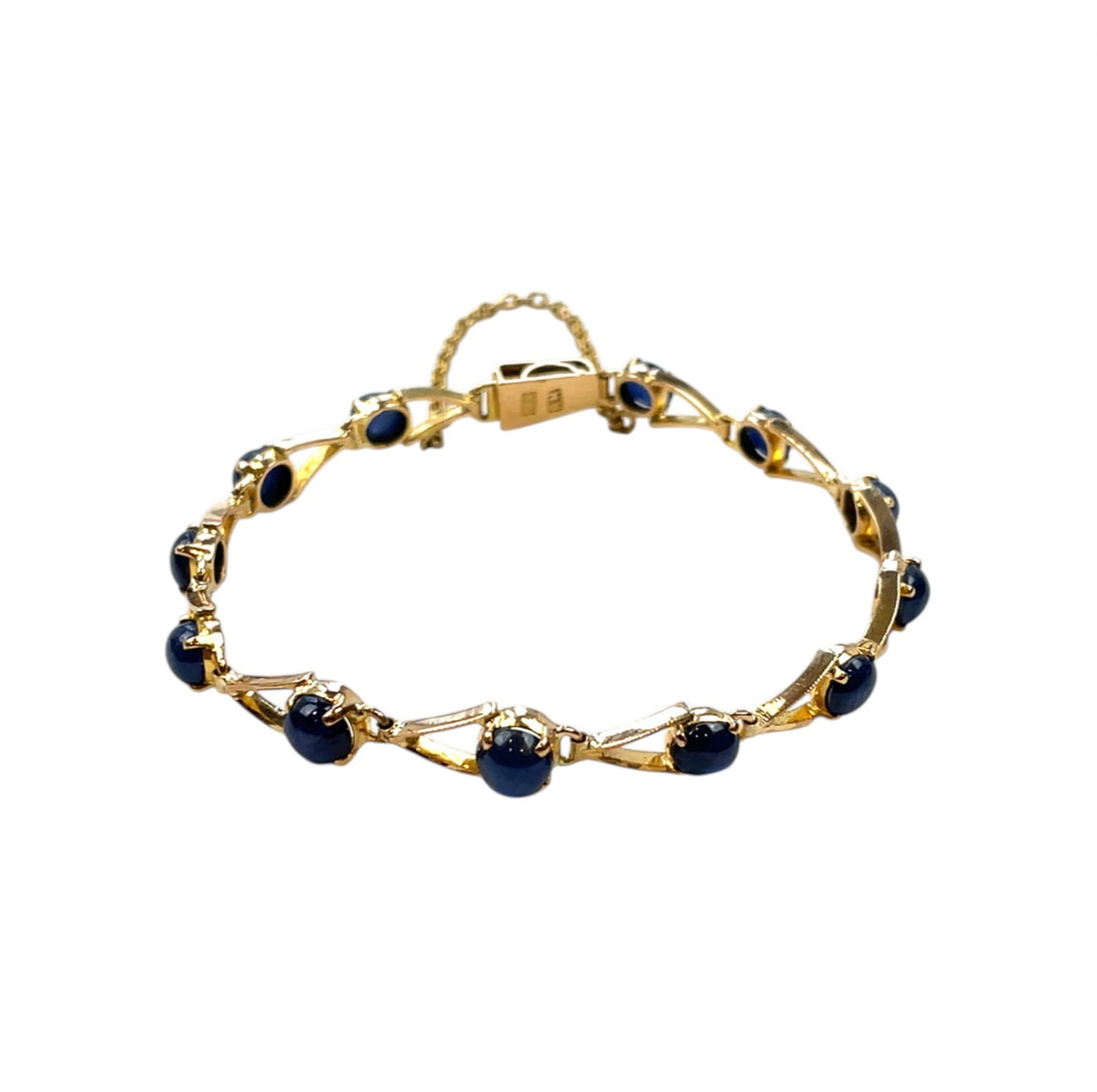 18ct Yellow Gold Cabochon Sapphire Bracelet (7")