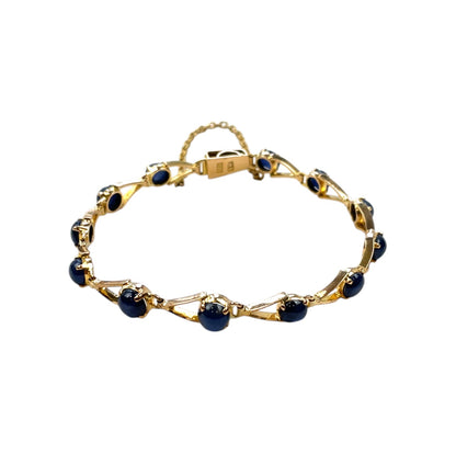 18ct Yellow Gold Cabochon Sapphire Bracelet (7")