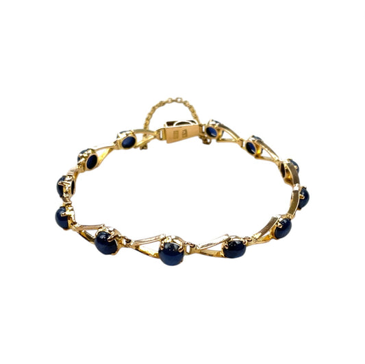 18ct Yellow Gold Cabochon Sapphire Bracelet (7")