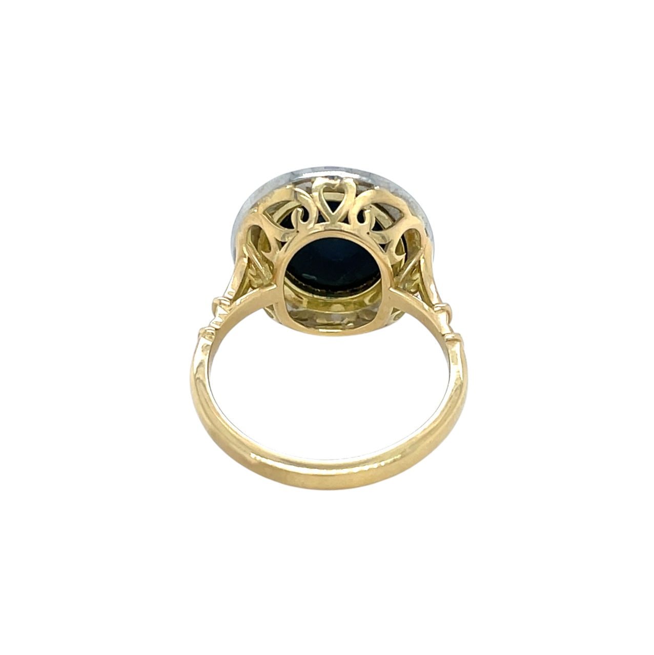 18ct Yellow Gold Black Opal & Diamond Cluster Ring (M)