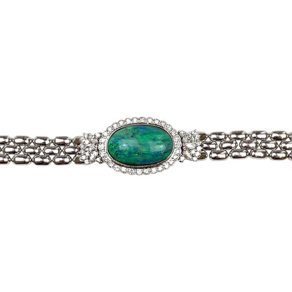 14ct White Gold Opal & Diamond Bracelet (7")