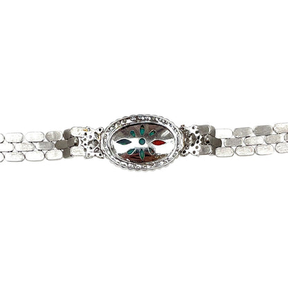 14ct White Gold Opal & Diamond Bracelet (7")