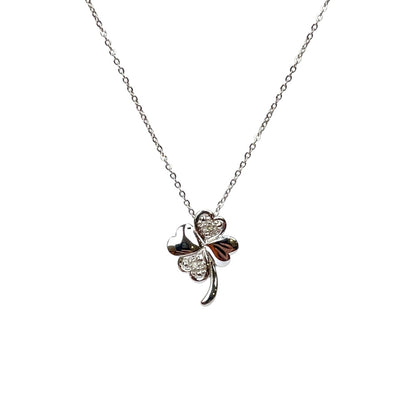 9ct White Gold Diamond Four Leaf Clover Pendant & Chain (18")