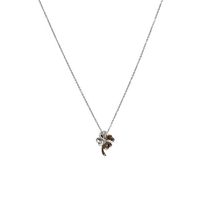 9ct White Gold Diamond Four Leaf Clover Pendant & Chain (18")